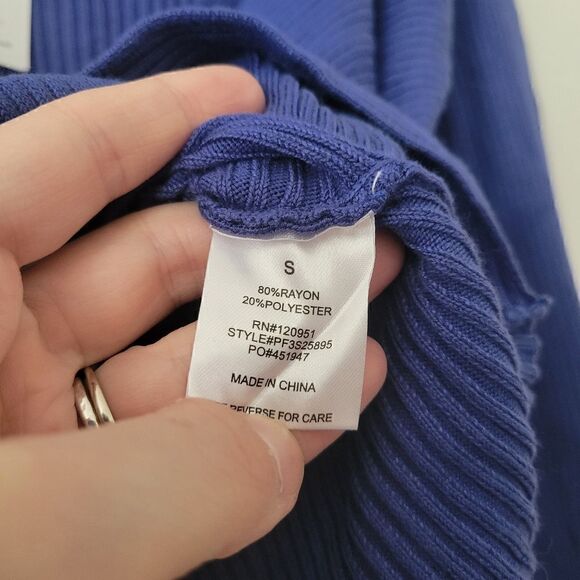 Pink Rose Galaxy Blue Wrap Front Ribbed Sweater S NWT - Picture 6 of 7